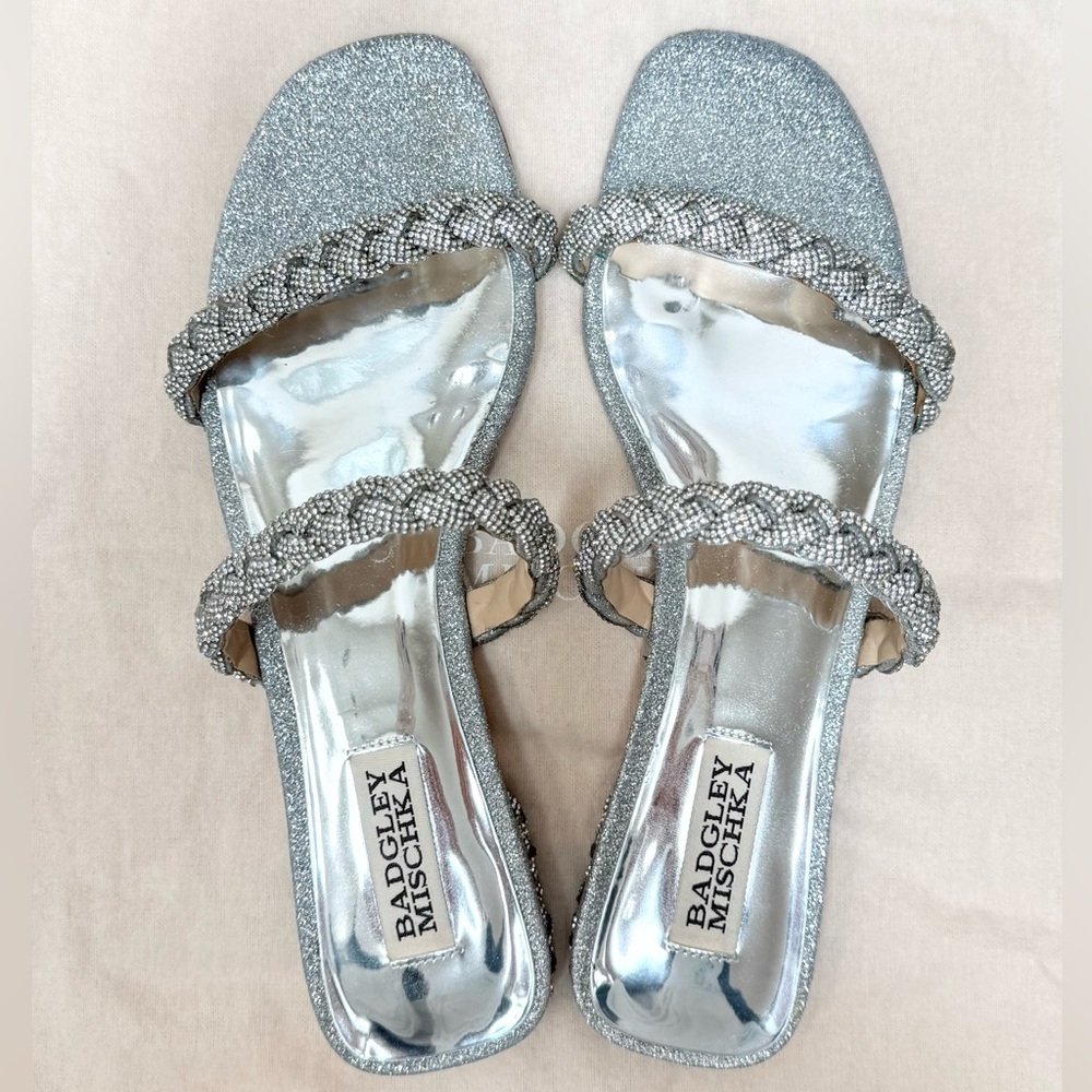 BADGLEY MISCHKA Collection Femme Crystal Slide Sandal Size 7.5M